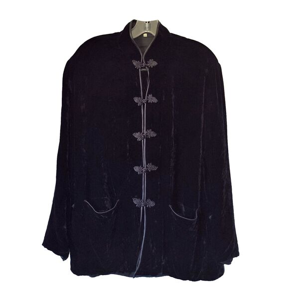 Shira Leah Jackets & Blazers - Vintage Shira Leah Velvet Silk Blazer Black Asian Size Medium Burnout Witchy